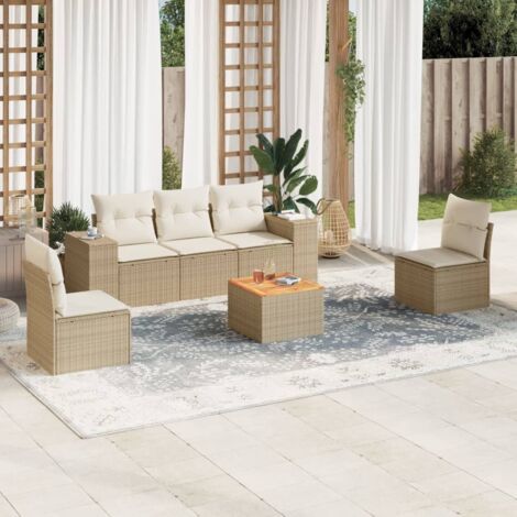 Salon de jardin avec coussins 6 pcs beige résine tressée vidaXL (1/3)