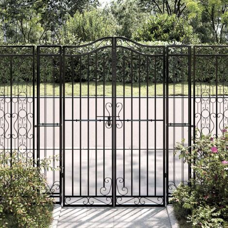 Vidaxl – Portillon en fer forgé noir 121x150 cm – Résistant à la corrosion – Système verrouillable – Poteaux élégants pour jardin