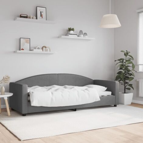 Vidaxl – Lit de repos 80x200 cm en tissu gris foncé – Structure en métal et bois massif – Matelas non inclus – Usage canapé et lit (1/5)