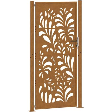 vidaXL Porte de jardin acier résistant aux intempéries design vagues