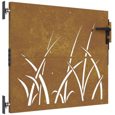 Vidaxl – Portail de jardin 85x75 cm en acier corten – Anti-corrosif avec système verrouillable – Couleur marronne – Résistance aux intempéries