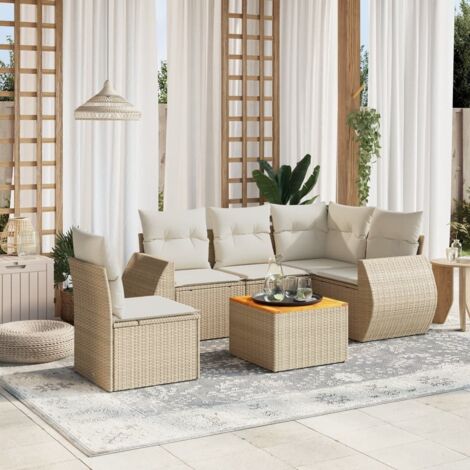 Salon de jardin avec coussins 6 pcs beige résine tressée vidaXL (1/3)