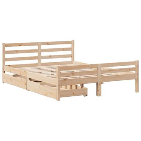 Cadre de lit sans matelas 135x190 cm bois de pin massif vidaXL (1/5)
