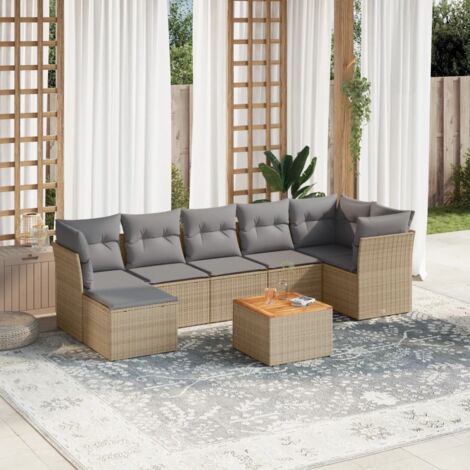 Salon de jardin avec coussins 8 pcs beige résine tressée vidaXL (1/3)