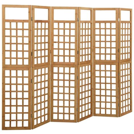Vidaxl – Cloison de séparation 6 panneaux en bois de pin 242,5x180 cm – Paravent intérieur repliable – Support pour plantes grimpantes