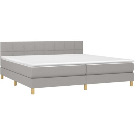 vidaXL Sommier à lattes de lit avec matelas Gris clair 200x200cm Tissu (1/5)