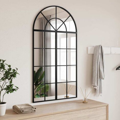 Vidaxl – Miroir mural décoratif noir 60x110 cm – Cadre en fer enduit de poudre – Film anti-éclatement au dos – Pour espaces limités