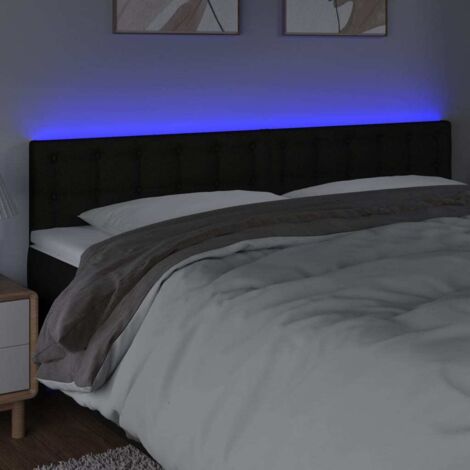 Tête de lit à LED Noir 200x5x78/88 cm Tissu vidaXL