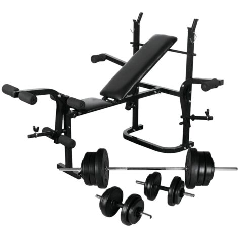 Banc d'entraînement avec support de poids jeu d'haltères 60,5kg vidaXL
