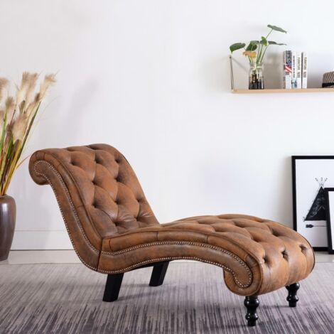Vidaxl – Chaise longue ergonomique en similicuir daim – Rembourrage épais – Confort optimal – Dimensions 180x70cm – Charge max 110kg