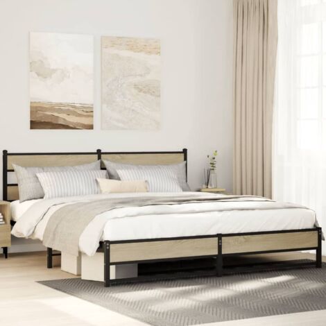 Cadre de lit en métal sans matelas chêne sonoma 200x200 cm vidaXL (1/5)
