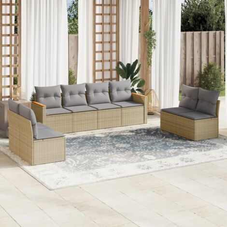 Salon de jardin avec coussins 8pcs mélange beige résine tressée vidaXL (1/5)