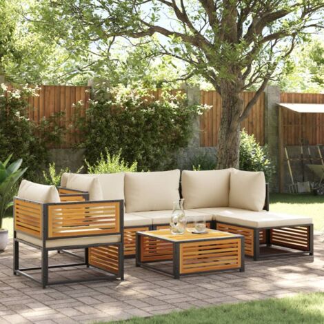 vidaXL Salon de jardin avec coussins 6 pcs bois d'acacia solide (1/5)