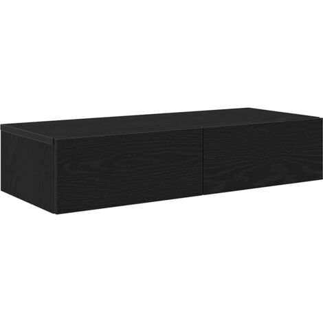 Vidaxl – Étagère murale noire avec tiroirs – Bois d'ingénierie – Dimensions 80x33x17 cm – Charge maximale 60 kg – Assemblage requis