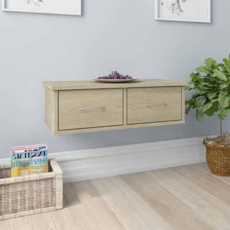 Vidaxl – Étagère murale avec 2 tiroirs – Chêne sonoma – Dimensions 60x26x18,5 cm – Charge maximale 50 kg – Conception murale en aggloméré