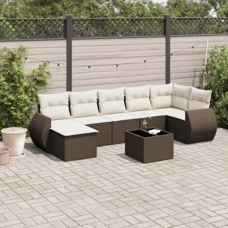 vidaXL Salon de jardin 8 pcs avec coussins marron résine tressée (1/5)