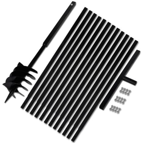 Vidaxl – Tarière manuelle 180 mm – Rallonge 13 m – Acier ultra résistant pour creuser et aérer – Poignée confortable pour usage intensif