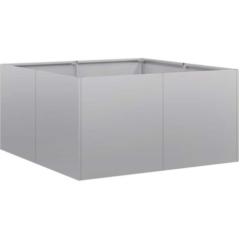 Vidaxl – Jardinière en acier galvanisé 80x80x40 cm – Fond ouvert pour drainage optimal – Résistante aux chocs – Parfait pour plantes et légumes