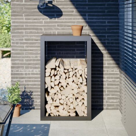 Vidaxl – Range bûches extérieur en acier anthracite 60x40x100 cm – Support pour bois de chauffage – Circulation d'air optimale pour bois sec (1/5)