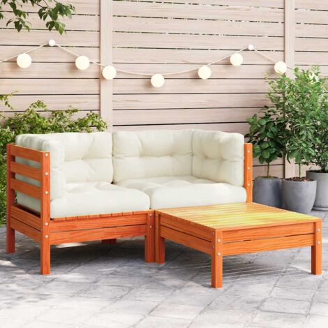 Canapé de jardin avec coussins et repose-pied 2 places vidaXL