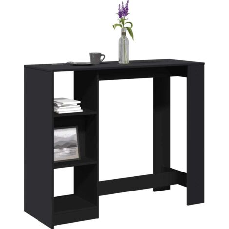 vidaXL Table de bar avec étagère noir 124x46x103,5cm bois d'ingénierie (1/5)