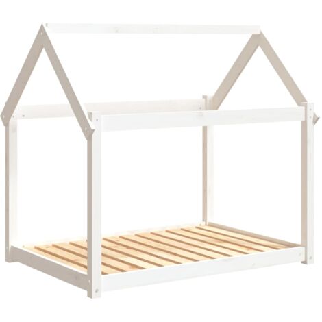 Lit pour chien Blanc 111x80x100 cm Bois de pin solide vidaXL