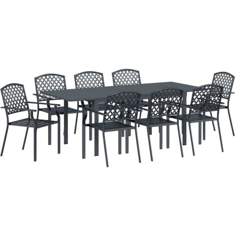 vidaXL Ensemble de salle à manger de jardin ajustable 9 pcs Acier (1/5)