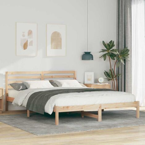 Cadre de lit avec tête de lit Marron 160 x 220 cm Pin massif vidaXL (1/5)