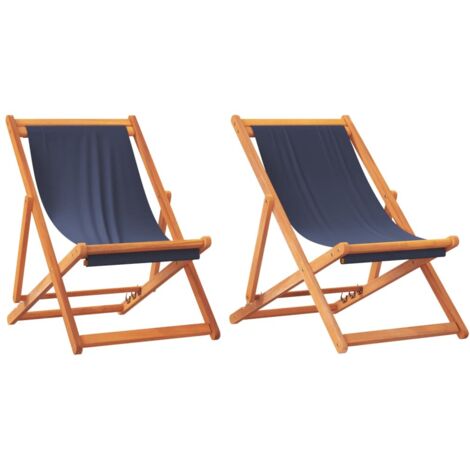 vidaXL Folding Chairs 2 pcs Blue Fabric