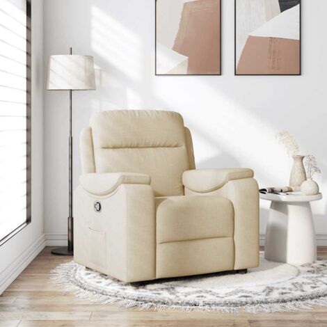 Fauteuil inclinable Crème Tissu vidaXL