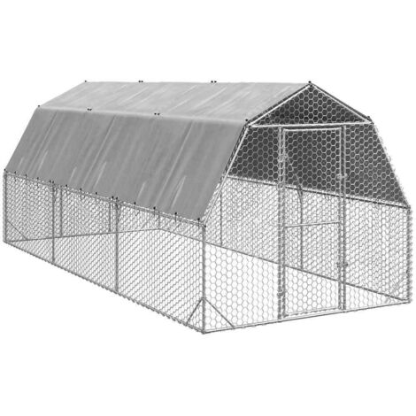 vidaXL Poulailler avec toit 2,5x6x2,25 m acier galvanisé