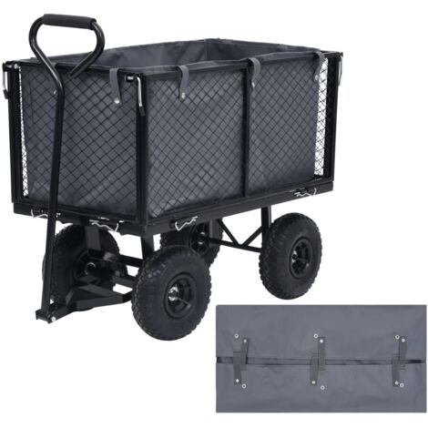 Bâche de chariot de jardin Gris foncé 81x41x40 cm Tissu vidaXL