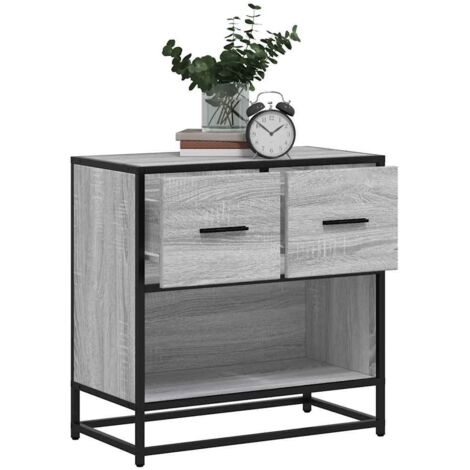 vidaXL Table de chevet sonoma gris 60x31x60 cm bois ingénierie métal (1/5)