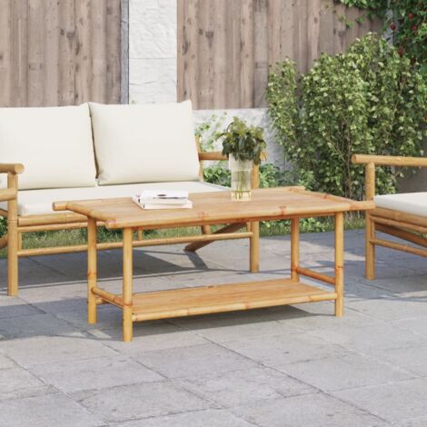 Vidaxl – Table basse fixe en bambou 110x55x45 cm – Surface imputrescible – Design à lattes pour drainage – Parfaite pour intérieur et extérieur