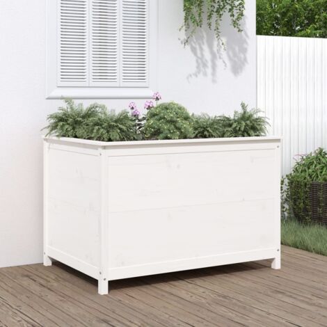Lit surélevé de jardin blanc 119,5x82,5x78cm bois de pin massif vidaXL (1/5)