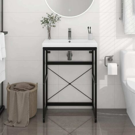 Cadre de lavabo de salle de bain Noir 59x38x83 cm Fer vidaXL