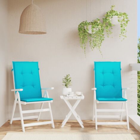 Coussins de chaise à dossier haut lot de 2 turquoise tissu vidaXL