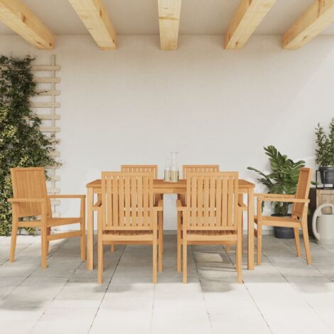 vidaXL Chaises de jardin empilables lot de 6 56,5x57,5x91 cm bois teck (1/5)