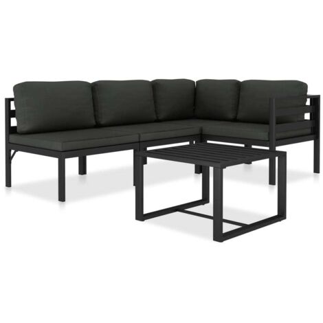 Vidaxl – Salon de jardin 5 pcs modulaire – Aluminium anthracite résistant aux intempéries – Coussins épais pour confort optimal – Table basse incluse (1/5)