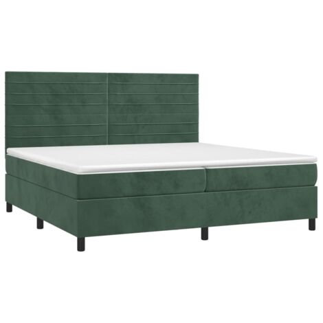 Sommier à lattes de lit avec matelas LED Vert foncé 200x200 cm vidaXL (1/5)