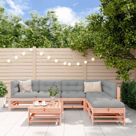 Vidaxl – Salon de jardin 7 pcs en bois de douglas massif – Design modulaire – Confort optimal avec dossier – Dimensions canapé central 57,5x63,5x60 cm