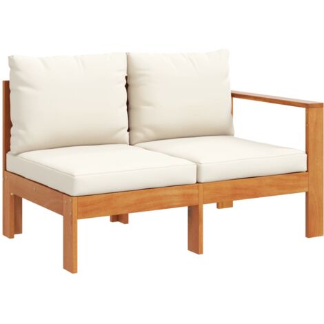 Vidaxl – Canapé de jardin 2 places en bois d'acacia massif – Coussins épais amovibles – Dimensions 114x68x64 cm – Confort extérieur durable