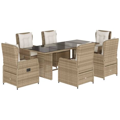Ensemble à manger de jardin et coussins 7 pcs beige poly rotin vidaXL (1/5)