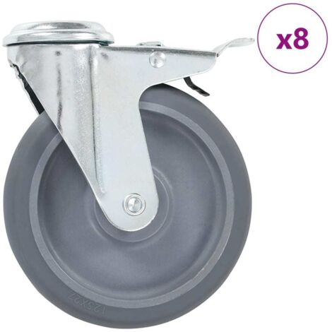 8 pcs Roulettes pivotantes à trou de boulon 125 mm vidaXL (1/5)