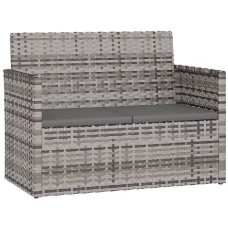 vidaXL Garden Bench with Cushions Grey 105 cm Poly Rattan