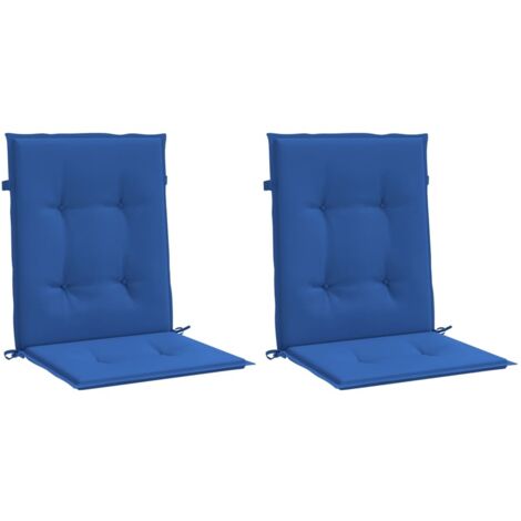 Coussins de chaise de jardin à dossier bas lot de 2 bleu royal vidaXL