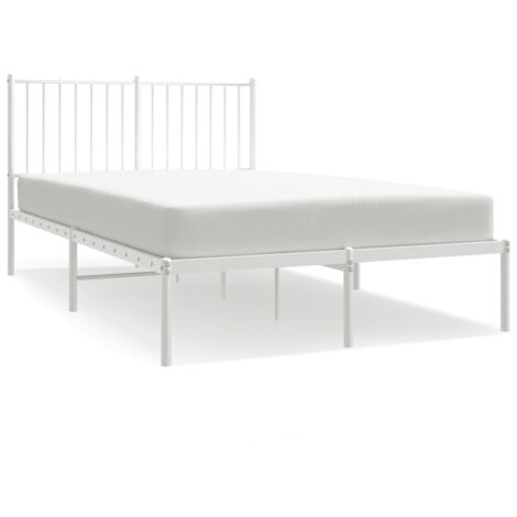 Cadre de lit métal sans matelas et tête de lit blanc 120x190 cm vidaXL (1/6)