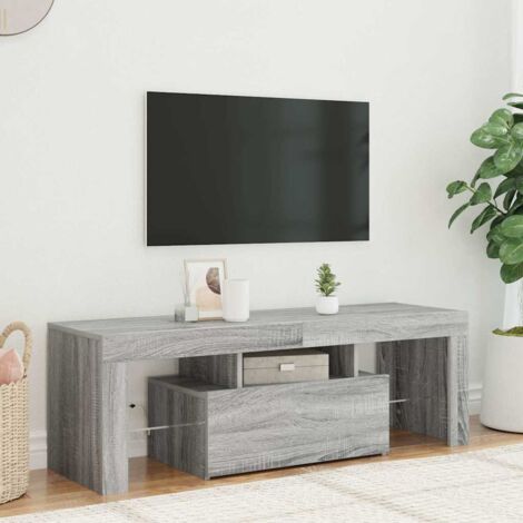 Vidaxl – Meuble TV sonoma gris 120x35x40 cm – Bois d'ingénierie – Lumières LED RVB – Grand espace de rangement – Design élégant