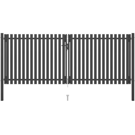 Portail de clôture de jardin Acier 4x1,7 m Anthracite vidaXL