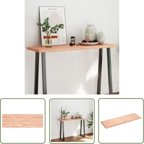The Living Store Dessus de table bois massif traité bordure assortie - Dessus De Table - Plateau De Table - Table En Bois - Table À Manger - Meuble De Salle À Manger (1/5)